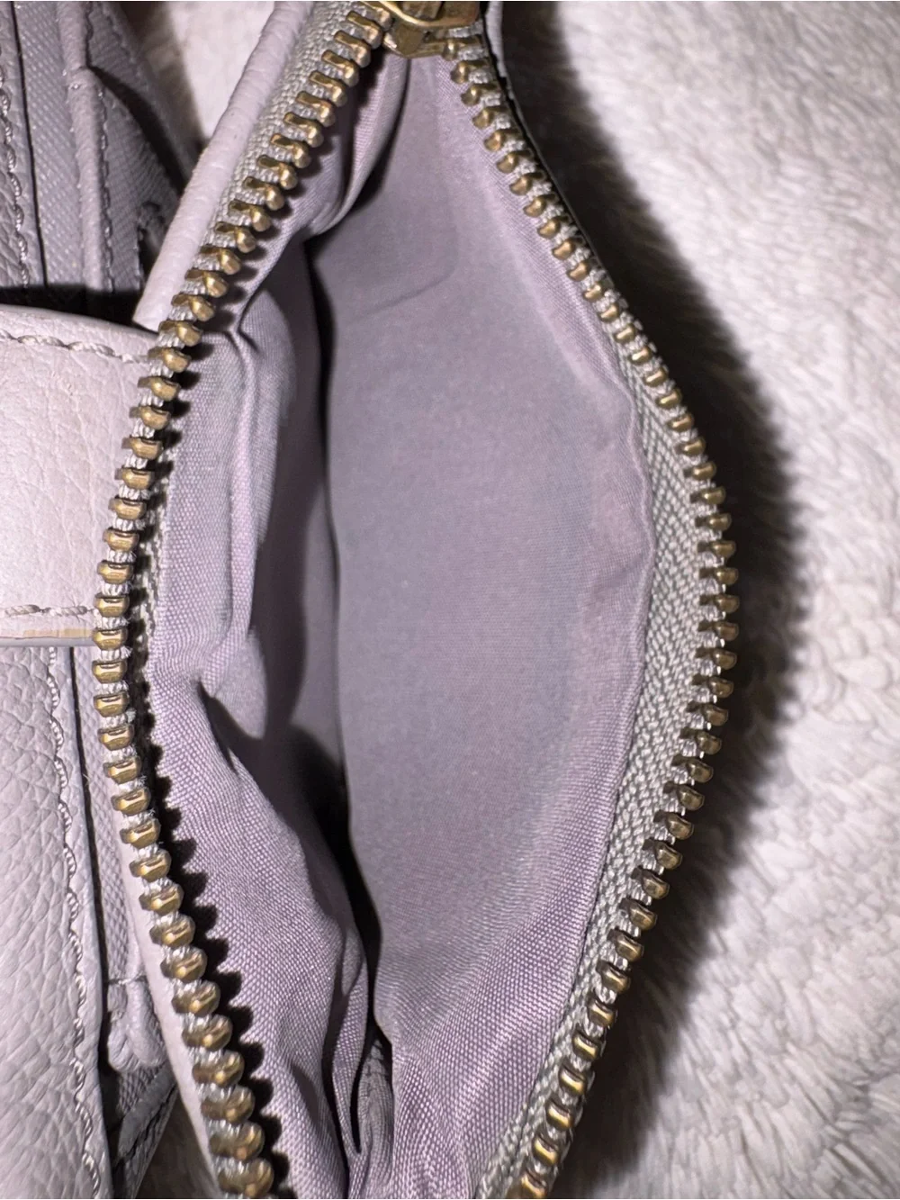 Fossil Gray Leather Zip Wallet